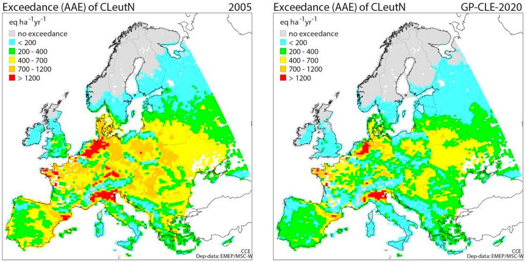 Kasvillisuuden kannalta kriittiset tasot eivät ylittyneet Suomessa v. 2014 (EEA 2017).