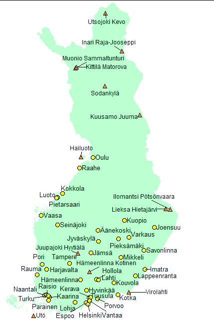 KANSALLINEN ILMANSUOJELUOHJELMA 2030 Kuva 26. Suomen ilmanlaadun seurantaverkosto 7.