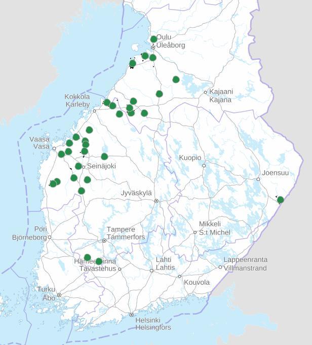 TILUSJÄRJESTELYALUEIDEN SIJAINTEJA