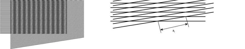 5, where the pitch of the both gratings is equal and the angle between the gratings is, the distance between the fringes can be defined with Equation 4.46: cos = = 4.