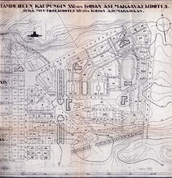 Petsamon asemakaavahistoria Petsamo, Tampereen kahdeskymmenesensimmäinen kaupunginosa, suunnitel in kaupungin laajenemisen myötä Tammelan kaupunginosan koillispuolelle.