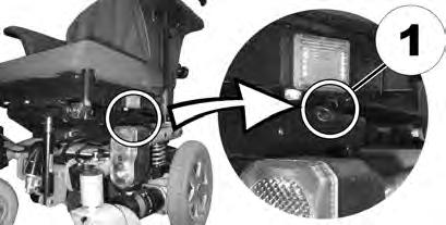 Invacare Kite 4.6 Flex 2 -istuinyksikön säätömahdollisuudet 4.6.1 Flex 2 -vakiokäsinojan leveyden säätäminen 8 mm:n kuusiokoloavain 1. Löysää ruuvi (1). 2. Säädä käsinoja haluttuun asentoon. 3.