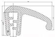 Muotonauhat Reunasuojanauha tiivisteosa sivussa EPDM 14/18,4 - Materiaali: Runko-osa EPDM massiivikumia, tiivisteosa EPDM solukumia - Kiristysalue