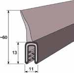1-3mm L=25m m Reunasuojanauha tiivisteosa päällipuolella EPDM 27,3/8,7mm - Metallilankavahvisteinen reunasuojanauha - Materiaali: Runko-osa EPDM