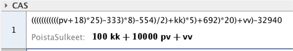 9B. Merkitään syntymäpäivää merkinnällä pvkkvv. Muodostetaan ajatustenlukemistempun laskutoimitusten lauseke.. pv + 8. (pv + 8). ((pv + 8) ) 4. (((pv + 8) ) ) 8.