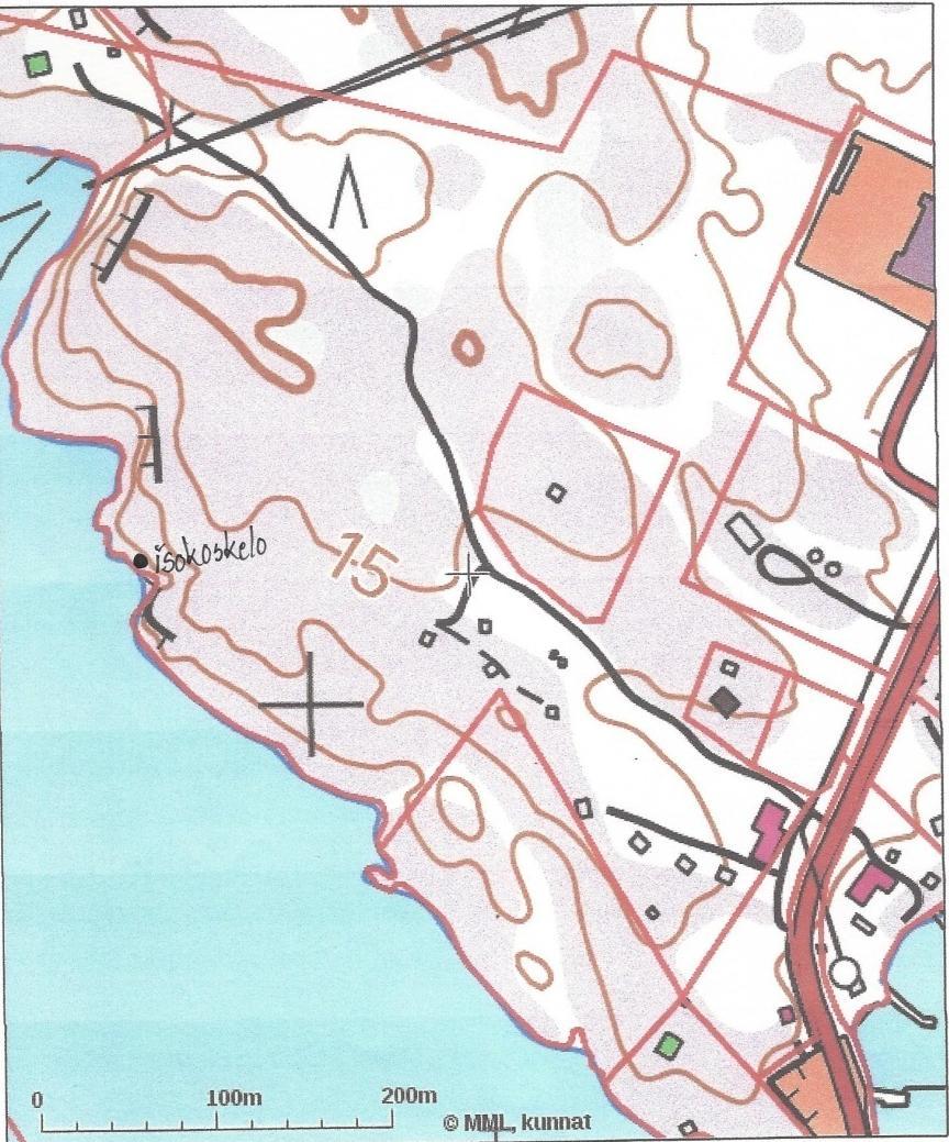 12 Kartta 3: Alueella pesivä vaarantunut lintulaji Isokoskelo on merkitty karttaan mustalla pisteellä 7 Lepakot 7.