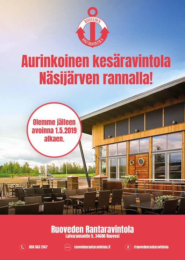 palvelee 2019: 1. 20.6. ja 4. 17.8. pe la klo 9.30 15 21.6. 3.8. ma-la klo 9.30 17 Venepaikkatiedustelut: puh. 044 787 1402 venepaikat@ ruovesi.