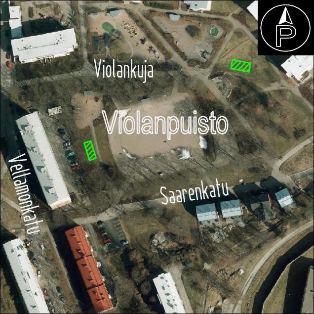 12 Violanpuisto,Hermanni Vellamonkadun suuntainen istutusalue alaltaan 60 m² Vellamonkadun suuntaiselle istutusalueelle 8