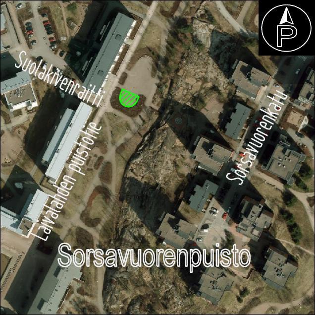 22 Sorsavuorenpuisto,Herttoniemi Merkitty istutusalue 105m² Istutuslavat kentän eteläiselle puolelle Alueelle aluksi