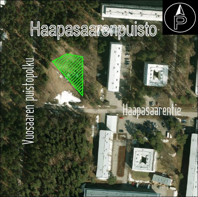 26 Haapasaarenpuisto,Keski-Vuosaari Merkitty istutusalue 836m² Alueelle aluksi noin 25 istutuslavaa Sijoitetaan