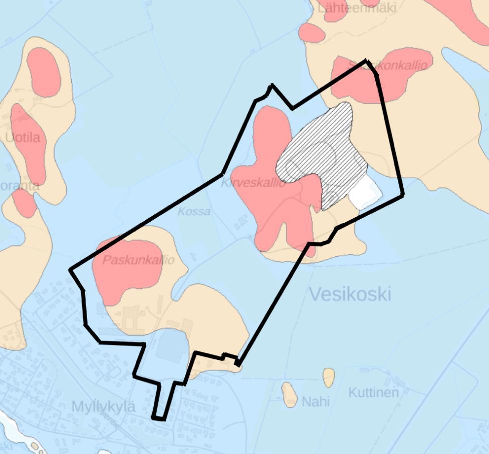 Alue rajautuu idässä, pohjoisessa ja lännessä rakentamattomiin pelto- ja metsäalueisiin. Ammattiopiston eteläpuolella on Riihipuiston viheraluetta.