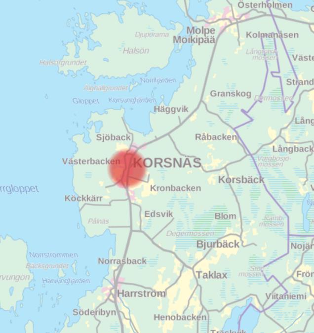 1-5 2. KAAVOITUSKOHDE JA VAIKUTUSALUE Kaavoitettava alue käsittää Korsnäsin kuntakeskuksen, Kirkonkylän keskeiset osat.