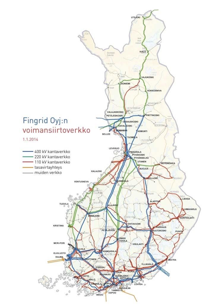 kanssa. Lisäksi Venäjältä ja Virosta on Suomeen tasasähköyhteydet, joilla pohjoismainen järjestelmä on yhdistetty Venäjän ja Baltian voimajärjestelmään.