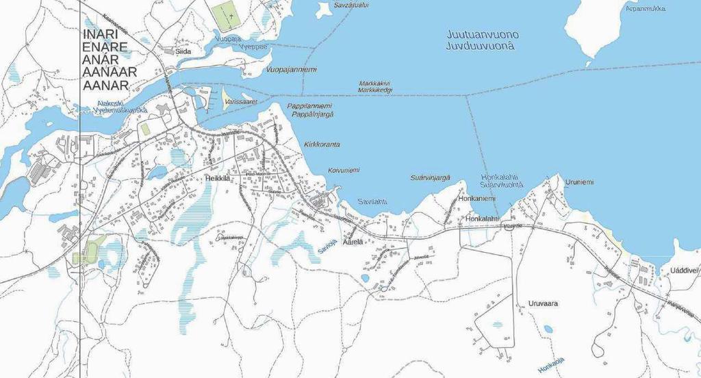 1. PERUS- JA TUNNISTETIEDOT1. PERUS- JA TUNNISTETIEDOT 1.2 Kaava-alueen sijainti Suunnittelualue sijaitsee noin 3 km Inarin kirkonkylän keskustasta Ivalon suuntaan.