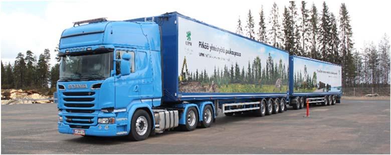 HCT kokeiluista arvioita vaikutuksista kuljetustehokkuuteen, polttoaineen kulutukseen ja tiestön rasitukseen Metsäteollisuuden tavoitteena yli 76 tonnisen kaluston