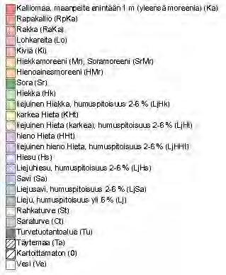 Kallioperältään suunnittelualue on pohjoisosastaan granodioriittiä ja eteläosasta kiillegneissiä (Geologian tutkimuslaitos 2015).