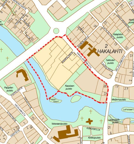 15 2. HAKALAHTI 2. KAUPUNGINOSA, Rahkorannan alue, asemakaava ja asemakaavan muutos Vireille KH 26.1.2004 28, kaavoitus tehdään kaupungin omana työnä, Kaavoitus on ollut keskeytyksissä 2006-2011.