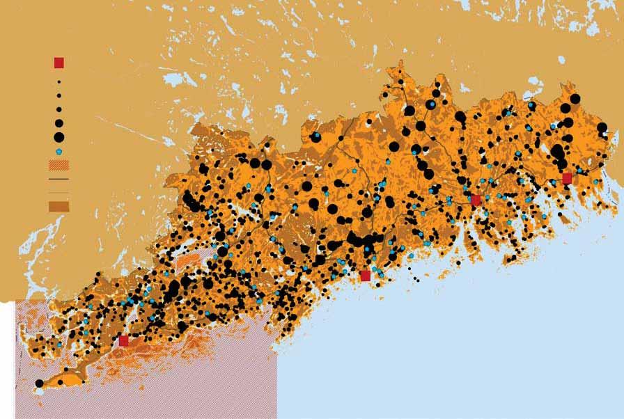 Uusimaa vuonna 1780 Kaupunki Kartano Maisemahistoriatiedot puuttuvat Tärkeimmät maantiet Sivutiet Selänne 0 10 20km Uudenmaan liitto, Anna Riionheimo 1700 - Valtakunnan raja Ahvenkoskeen Ruotsin