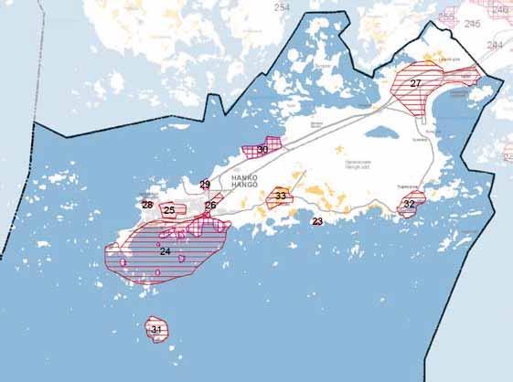 HANKO Maakunnallisesti arvokas kulttuuriympäristö Valtakunnallisesti merkittävä rakennettu kulttuuriympäristö (RKY) Kuntaraja Valtakunnallisesti arvokas maisemaalue Pelto Taajama 1:200 000 Uudenmaan