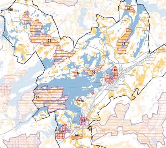 LOHJA Maakunnallisesti arvokas kulttuuriympäristö Valtakunnallisesti merkittävä rakennettu kulttuuriympäristö (RKY) Kuntaraja Valtakunnallisesti arvokas maisemaalue Pelto Taajama 1:200 000 Uudenmaan