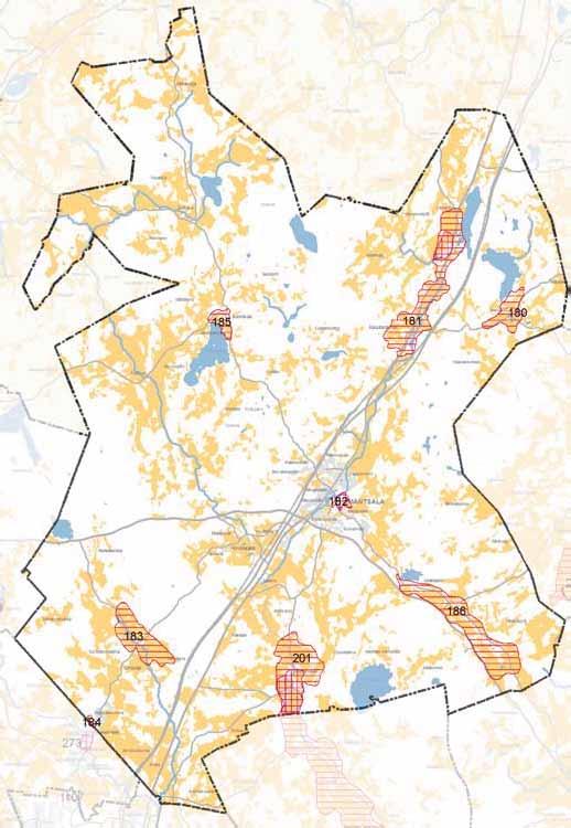 MÄNTSÄLÄ Maakunnallisesti arvokas kulttuuriympäristö Valtakunnallisesti merkittävä rakennettu kulttuuriympäristö (RKY) Kuntaraja Valtakunnallisesti arvokas maisemaalue Pelto