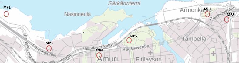 MP8_B 24.5.2018 12.-12: Mittaaja: TKUM Kaarikatu [328278, 682] 15m Kalibrointi: 24.5.2018, 94dB, OK Rantaväylän liikenne sujuvaa.