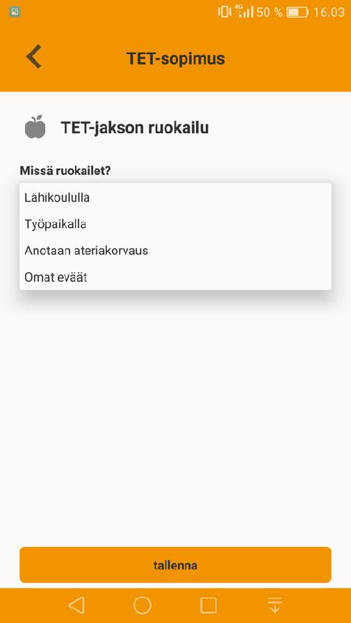 Opiskelija määrittelee