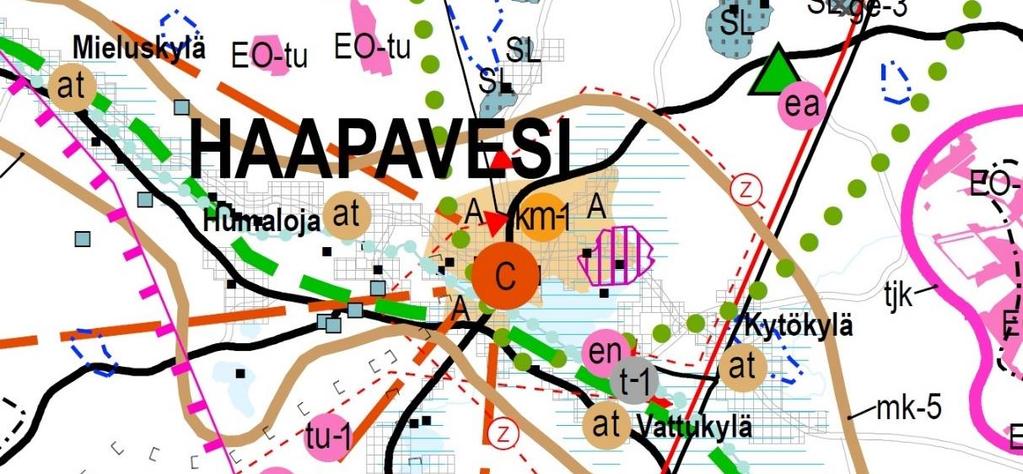 Ote maakuntakaavojen yhdistelmäkartasta (Pohjois-Pohjanmaan liitto, yhdistelmäkartta 5.11.20