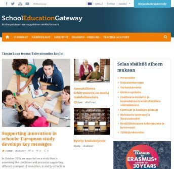 School Education Gateway -portaalista voit löytää täydennyskoulutuskurssin (KA1) www.schooleducationgateway.