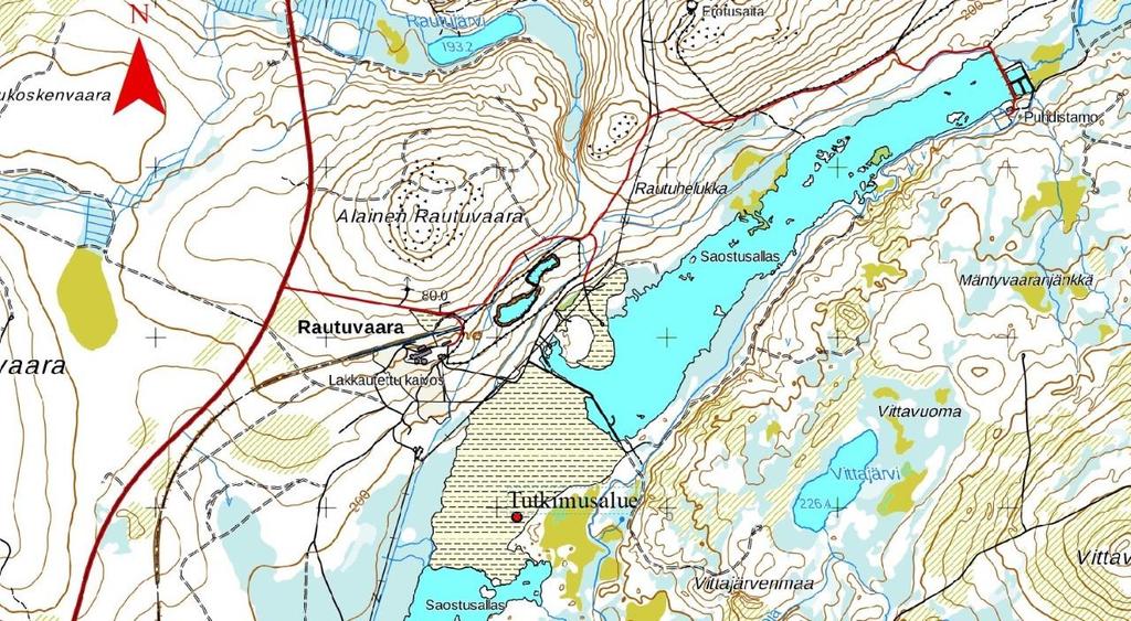 3.2. Tutkimusalue 3.2.1. Rautuvaaran rikastushiekka-allas ja alueen maaperä Rautuvaaran jätealueen rikastushiekka on läjitetty koillisesta kaakkoon virtaavan Niesajoen entiseen uomaan ja jokilaaksoon.