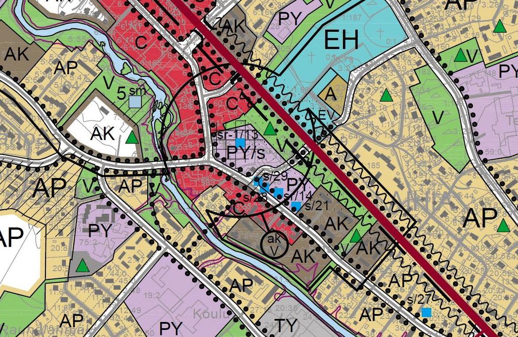 2 (kmk), matkailun vetovoima-alue/matkailun ja virkistyksen kehittämisen kohdealueeseen (mv-5) sekä kulttuuriympäristön tai maiseman vaalimisen kannalta valtakunnallisesti arvokkaaseen