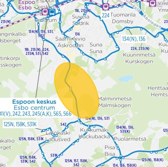 15 (34) Kuva: Alueen joukkoliikenne Palvelut Suunnittelualueen vähäiset palvelut keskittyvät Söderskogin tilan yhteyteen.