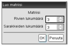 Matriisien tulo TI-Cas laskimella Seuravaksi syötetään matriisi