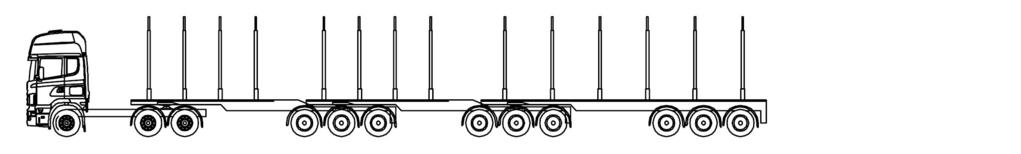 63 6.1.12 Vetoauto, linkkiperävaunu, linkkiperävaunu ja puoliperävaunu Kolmeakselisen vetoauton, linkkiperävaunun, linkkiperävaunun ja puoliperävaunun (VA+LPV+LPV+), ns.