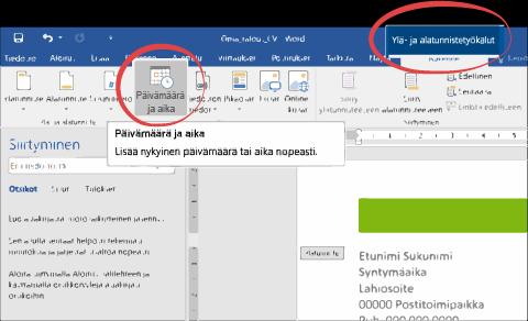 3. Selvitä miten päivämäärä on tehty niin, että se näyttää aina nykyistä päivämäärää.