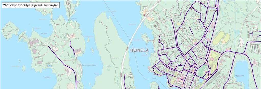 6 Jalankulun ja pyöräilyn yhteydet sekä joukkoliikenne Kevyen liikenteen nykyinen verkosto on esitetty seuraavassa kuvassa 3.