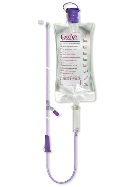 Annosteltaessa käsivaraisesti Flocare universaali siirtolaite käsivaraiseen annosteluun Sopii suoraan letkuravintovalmistepakkaukseen Pulloadapteri mahdollistaa yhdistämisen pulloihin; mukana