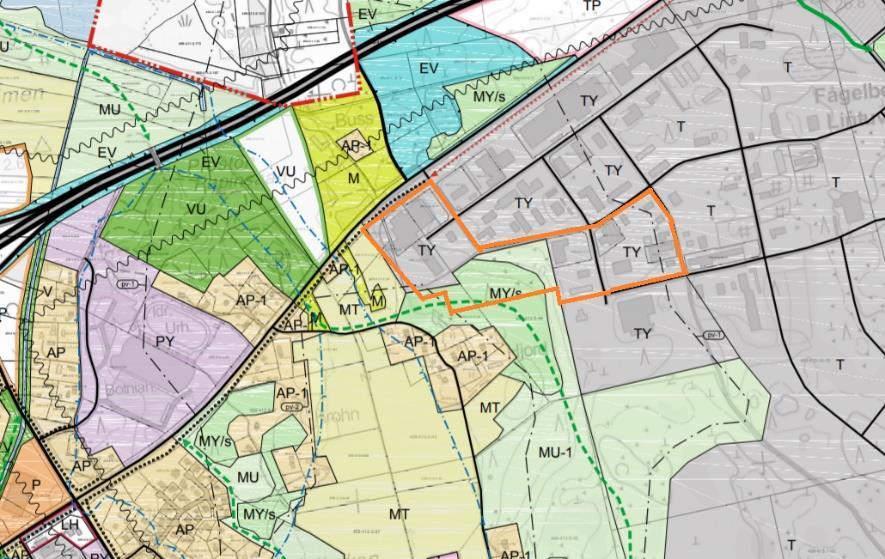 9 (17) Sepänkylän osayleiskaava 2030 Kuva 7 Ote Sepänkylän osayleiskaavasta 2030. Suunnittelualue on merkitty oranssilla.