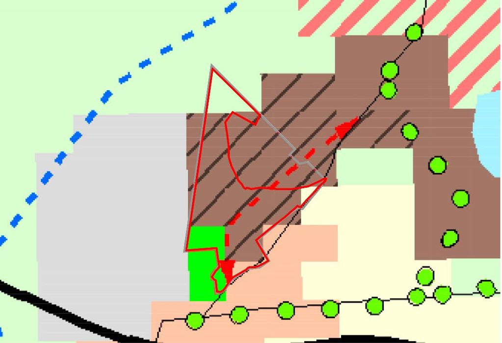 Yleiskaava Hollolan strategisessa yleiskaavassa alue on taajama-aluetta (sininen katkoviiva), ja se on merkitty pientalotaajamaksi (ruskea pohja), jonka lävitse kulkee uuden liikenneväylän