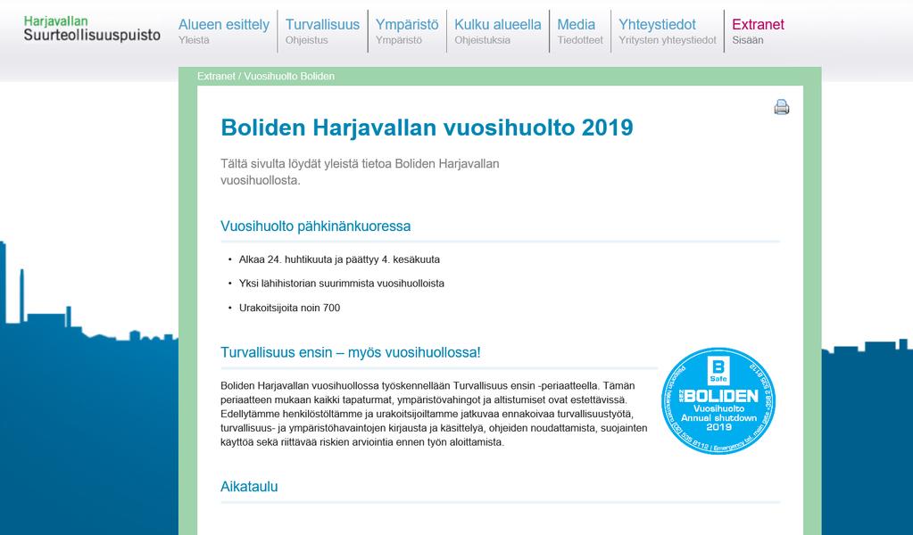 Suurteollisuuspuisto.com Tärkeää ennakkotietoa vuosihuoltoon tuleville urakoitsijoille mm.
