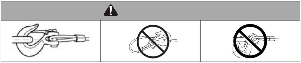 WARNING MOVING PARTS ENTANGLEMENT HAZARD Failure to observe these instructions could lead to serious injury or death. - Always ensure hook latch is closed and not supporting load.