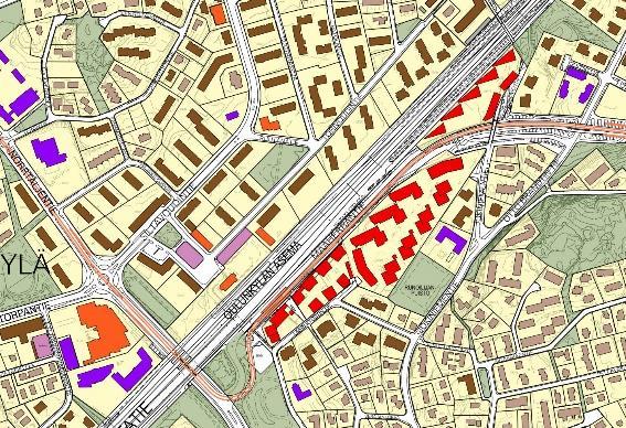 Maaherrantie 34-42 Rakennusten svittaminen lemassa levaan Matalampia