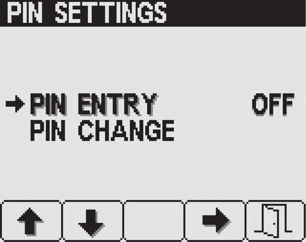 ja valitsemalla sitten PIN Change (PIN-vaihto) painamalla painiketta 4 (Kuva 31). 2. Anna 4-numeroinen PIN käyttämällä painikkeita 1 4 ja syötä PIN tietokeskukseen painamalla painiketta 5 (Kuva 32).