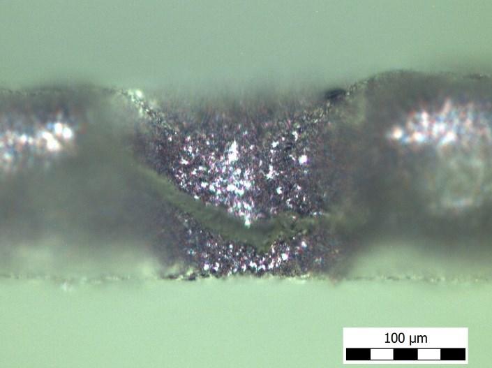 The 50 µm via size images cut with a broad ion beam are shown in Table 15.