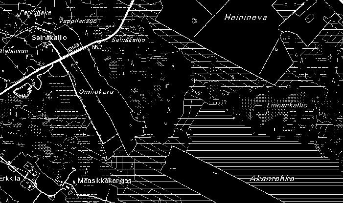 Kuva 16. Heininevan tutkimuslinjasto 12. Junkurainen Junkurainen ( kl. 2431 08) sijaitsee noin 7 km Alavieskan keskustasta itään Jukulaisen Sakkoperän paikallistien eteläpuolella (kuva 17).