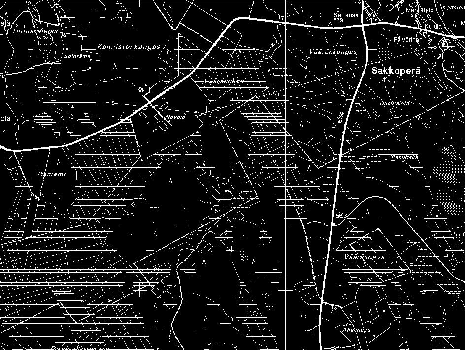 Kuva 18. Väärännevan tutkimuslinjasto 14. Isoräme Isoräme (kl. 2431 04) sijaitsee noin 8 km Alavieskan keskustasta etelään (kuva 19). Suon pohjoispuolella on lohkareista kumpumoreenimaastoa.