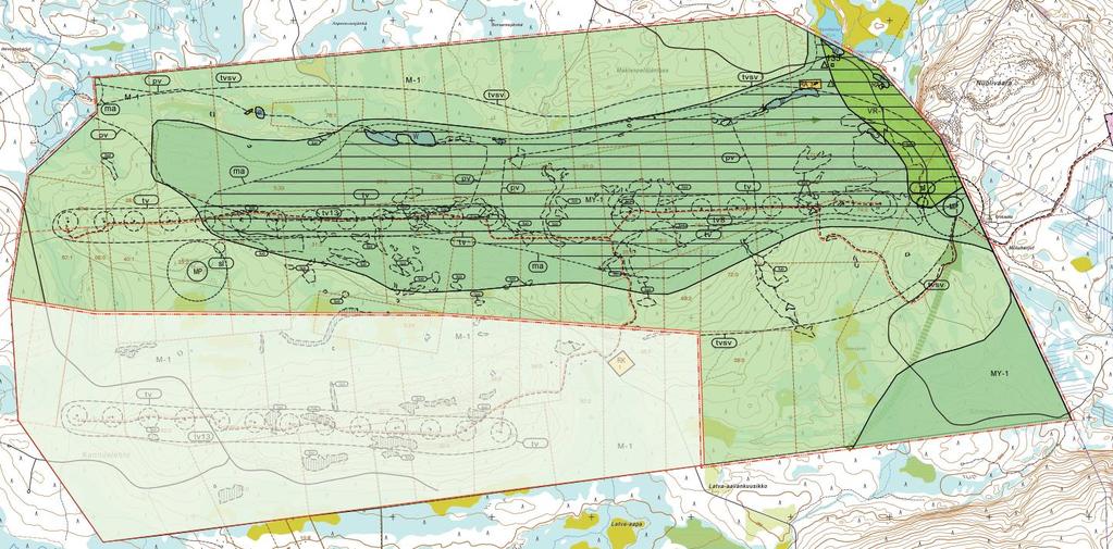 Kittilän kunnan puolelle kolme tuulivoimalaa. Kaava mahdollistaa 210 metriä korkeiden tuulivoimaloiden rakentamisen. Tuulivoimalat on kytketty Fingridin 220 kv voimajohtoon omalla sähköasemalla.