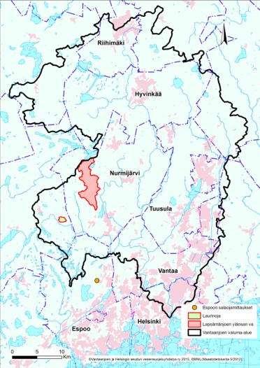 LOHKOII-hankkeen tutkimusalueet Uudellamaalla Ravinne- ja kiintoainekuormituksen automaattiset mittaukset ja vesinäytteet Lepsämänjoen yläosan valuma-alue (23 km 2 ), mittauksia ympärivuotisesti