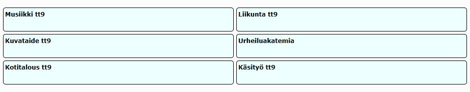 SEINÄJOEN LYSEO VALINNAISAINEET 2019 8.lk oppilaille Malli HELMI-sivusta, johon oppilas merkitsee 18.1. valintansa.