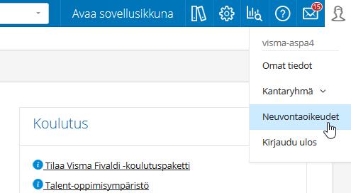 Klikkaa kohdasta Neuvontaoikeudet ja tämän jälkeen klikkaa Siirry hyväksyntään : 4.